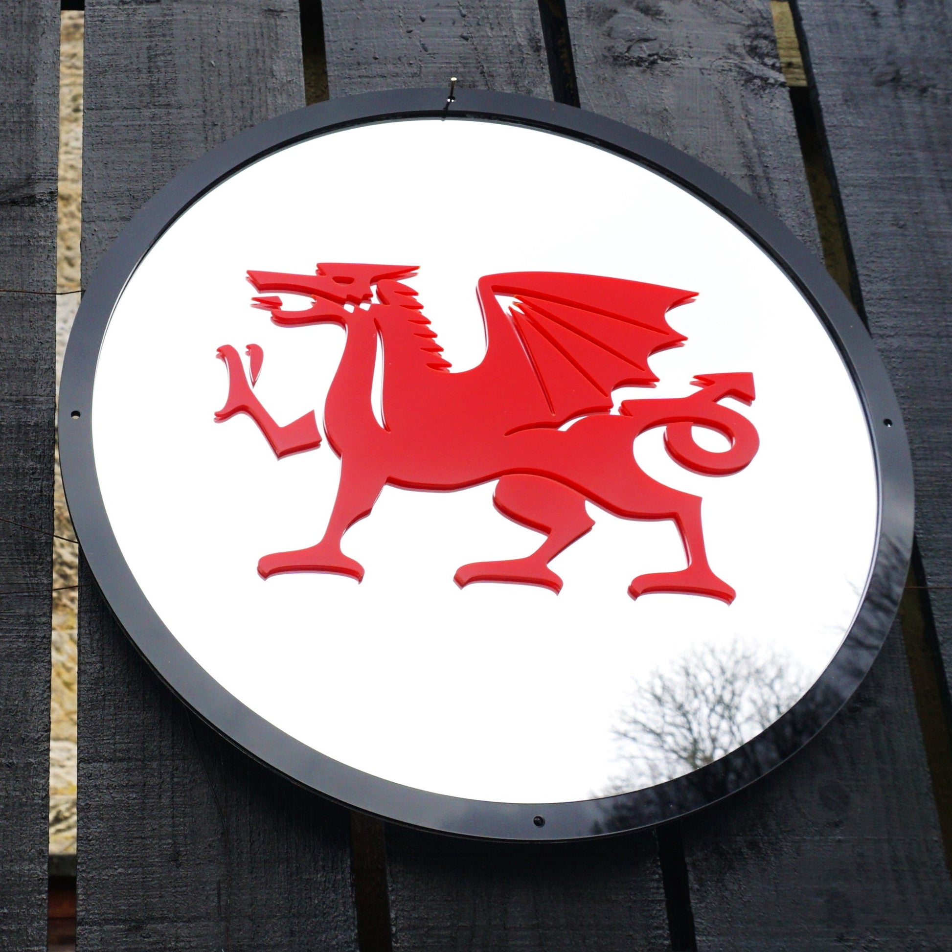 Round SunCatcher Garden Mirror Welsh Dragon - Hot Tub Shop