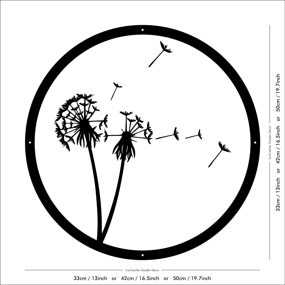 SunCatcher Garden Mirror Round Dandelions Range of Sizes - Hot Tub Shop