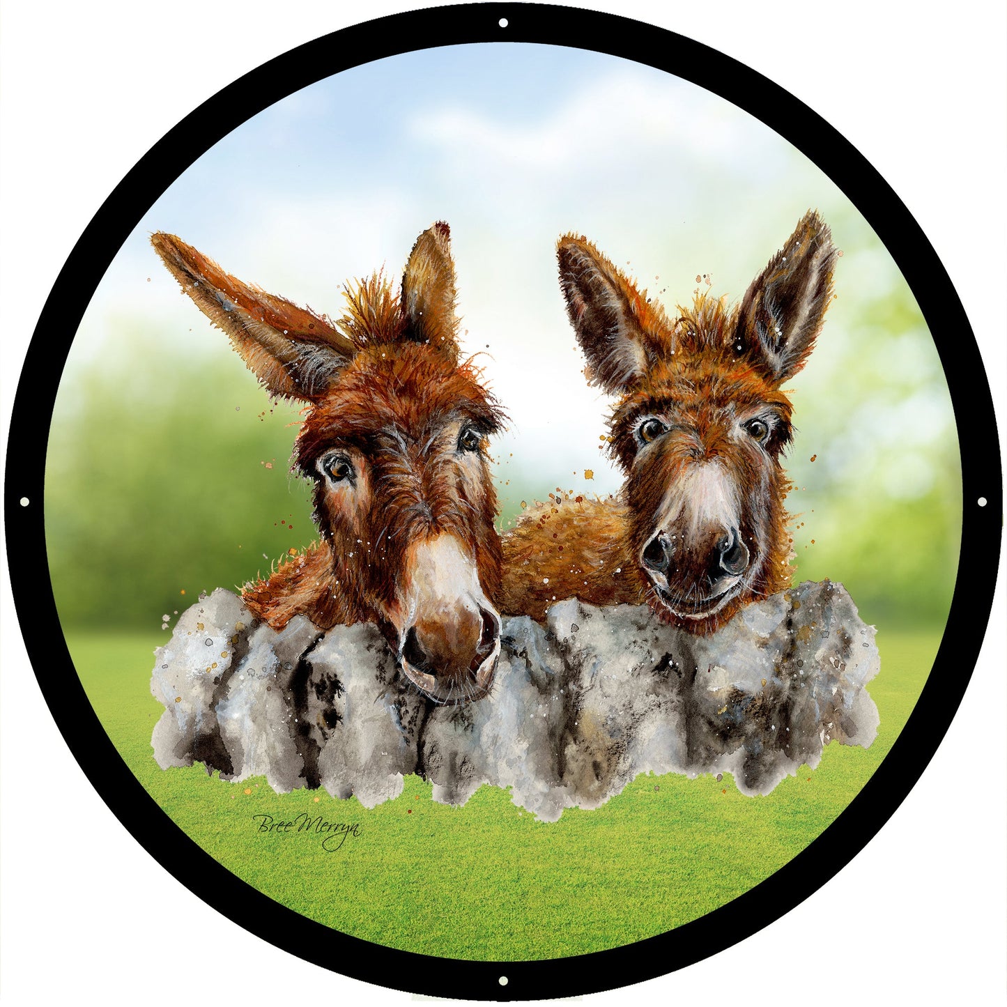 SunCatcher Garden Mirror Barney and Fred, Loveable Donkeys by Bree Merryn - Hot Tub Shop