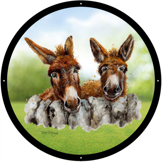 SunCatcher Garden Mirror Barney and Fred, Loveable Donkeys by Bree Merryn - Hot Tub Shop