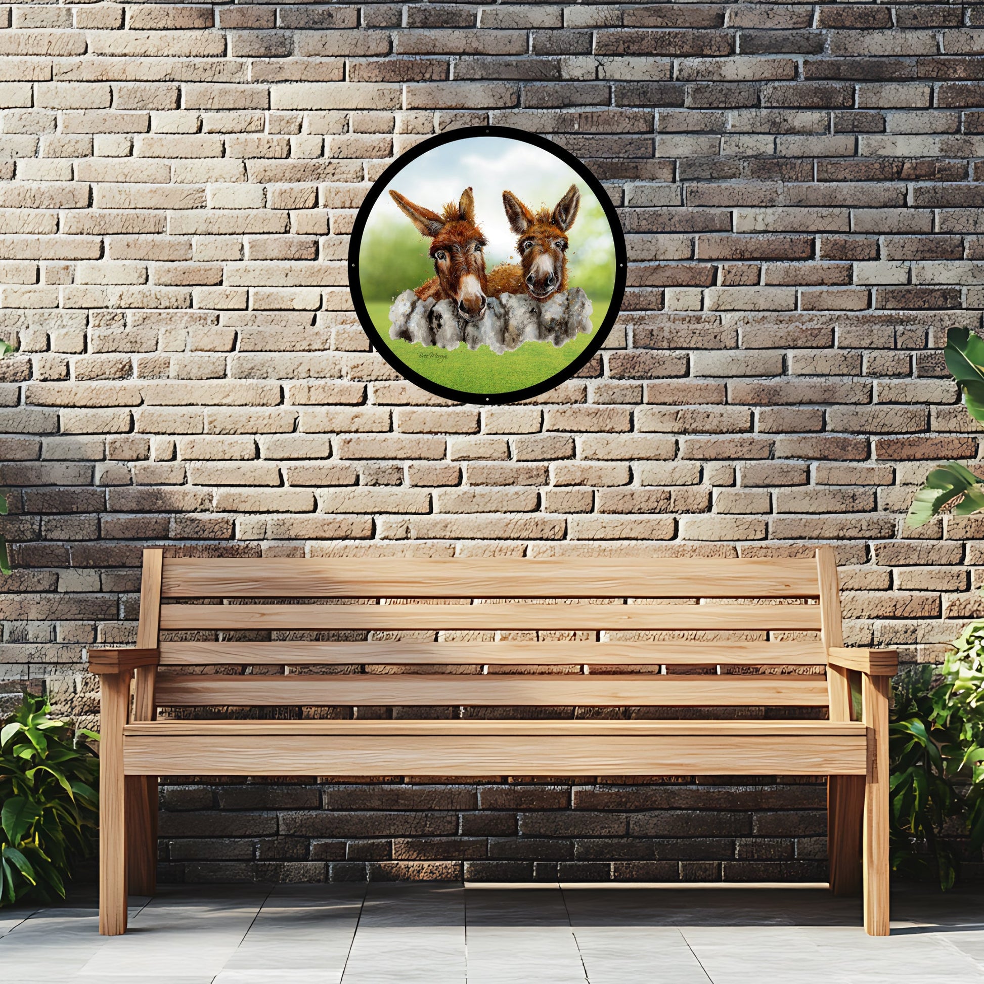 SunCatcher Garden Mirror Barney and Fred, Loveable Donkeys by Bree Merryn - Hot Tub Shop
