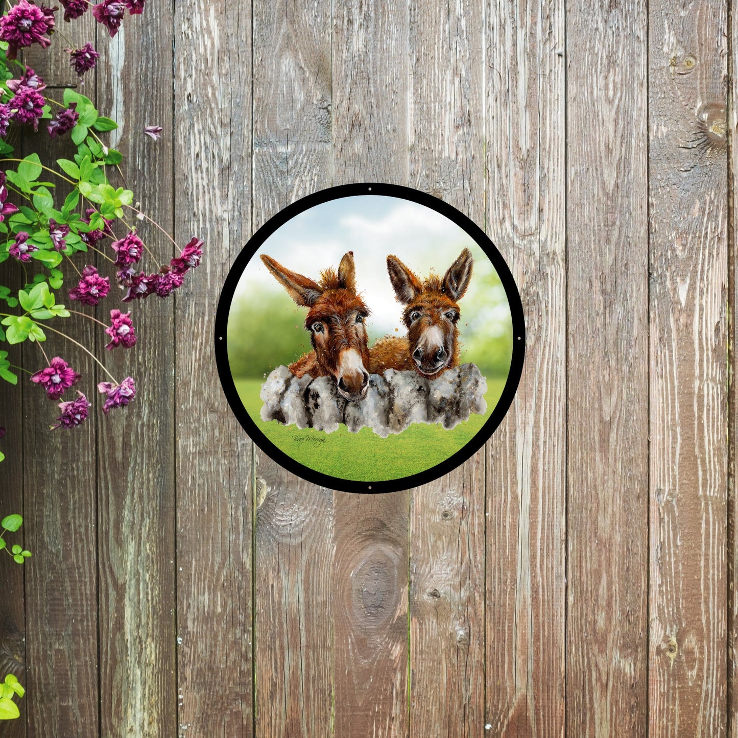 SunCatcher Garden Mirror Barney and Fred, Loveable Donkeys by Bree Merryn - Hot Tub Shop