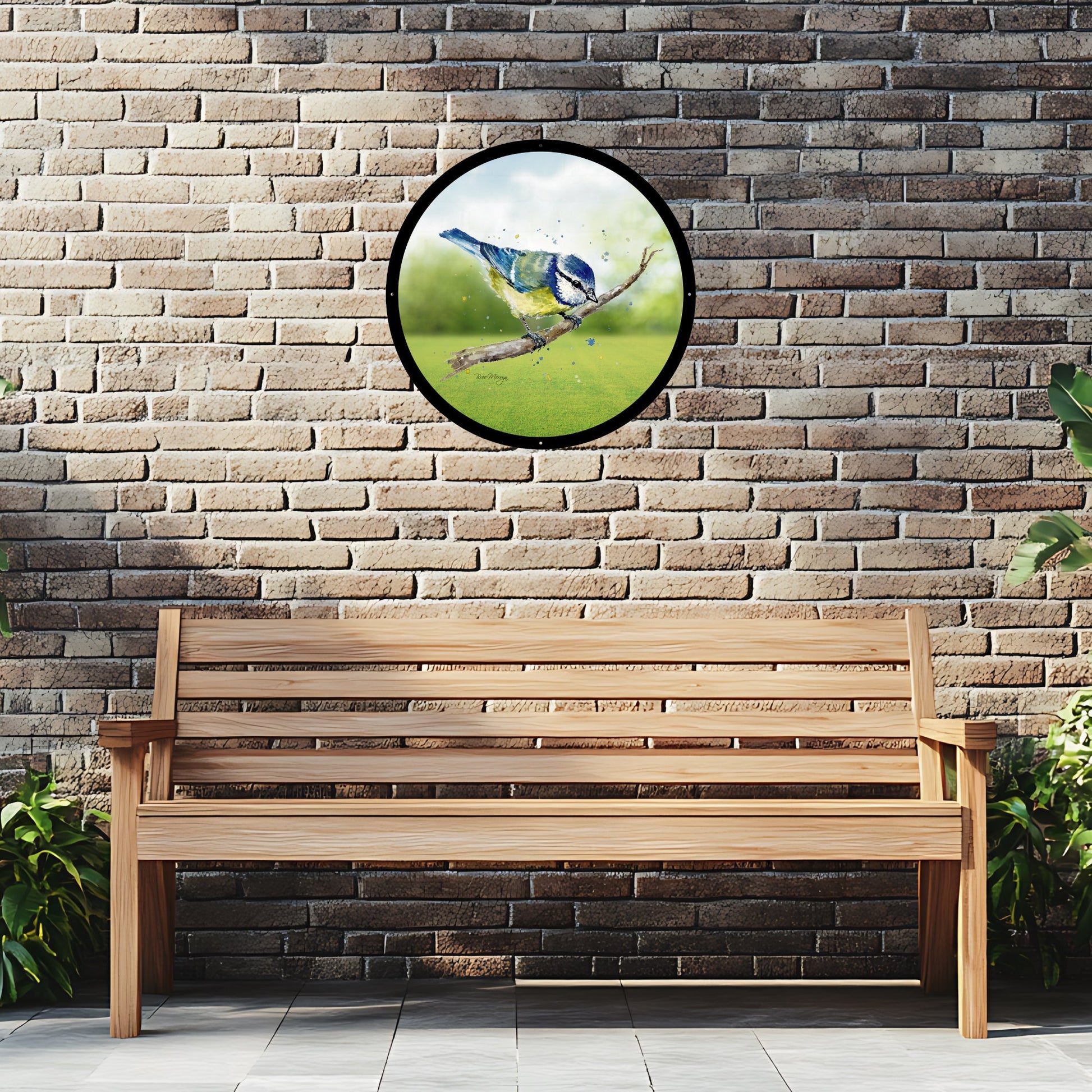 SunCatcher Garden Mirror Betty, the Blue Tit bird Illustrations by Bree Merryn - Hot Tub Shop