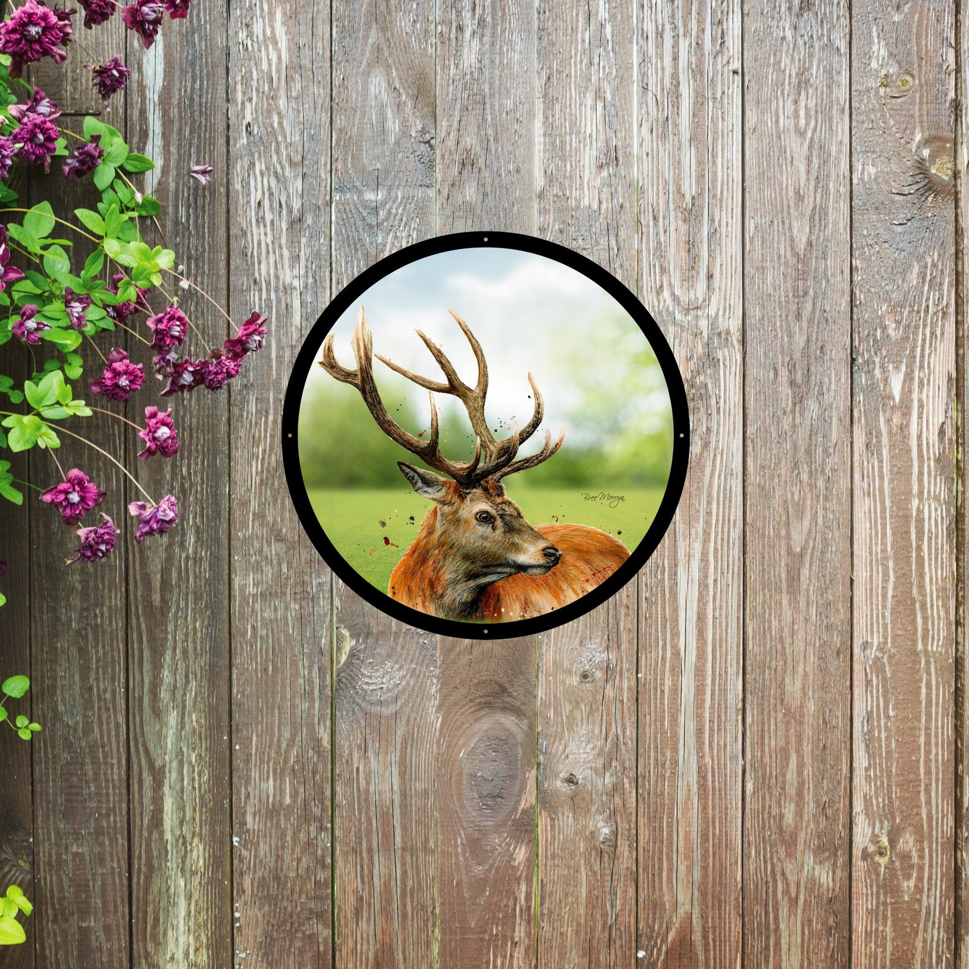 SunCatcher Garden Mirror Sutherland, the Highland Stag, Illustrations by Bree Merryn - Hot Tub Shop