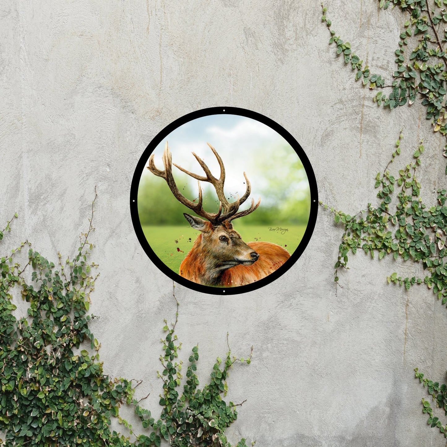 SunCatcher Garden Mirror Sutherland, the Highland Stag, Illustrations by Bree Merryn - Hot Tub Shop