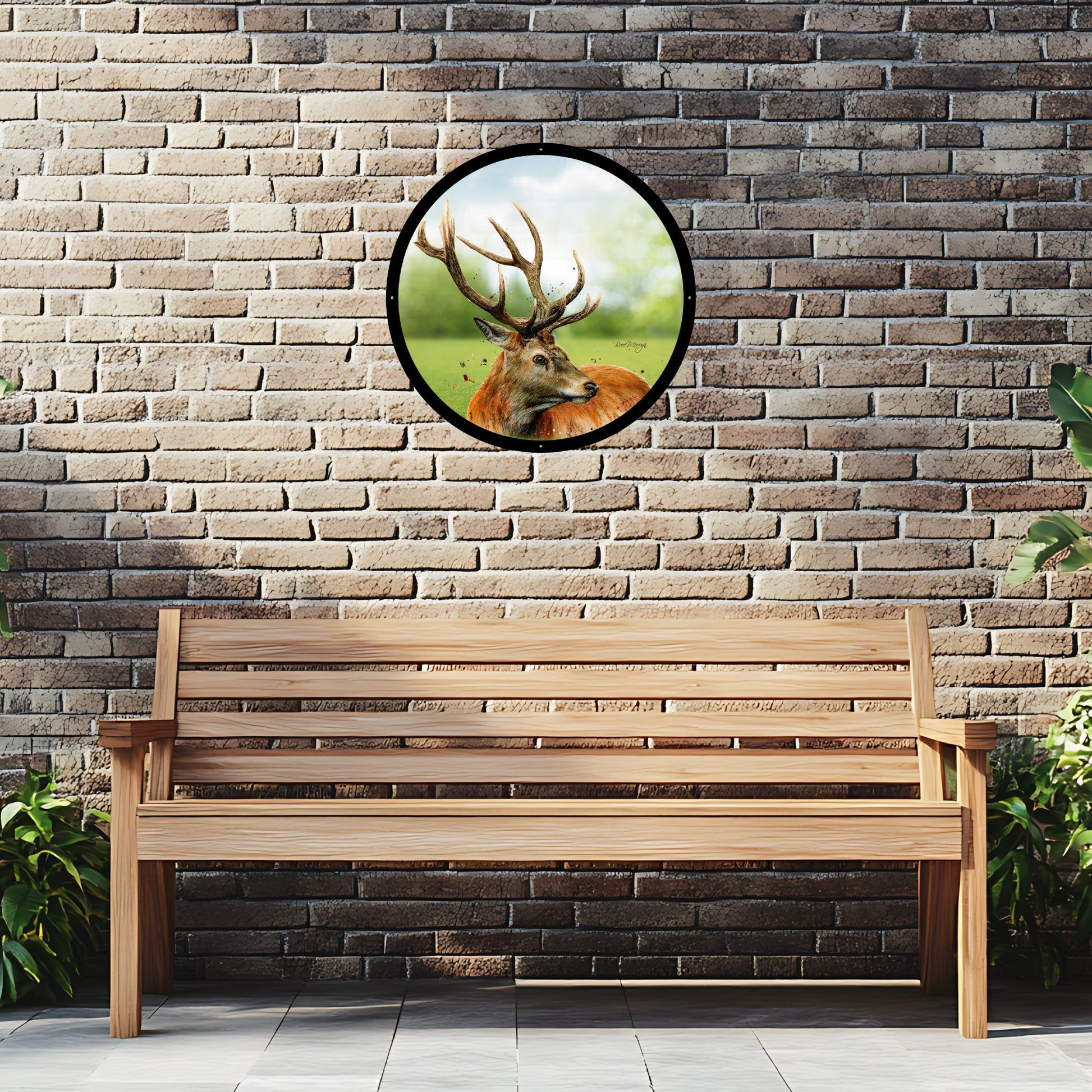 SunCatcher Garden Mirror Sutherland, the Highland Stag, Illustrations by Bree Merryn - Hot Tub Shop