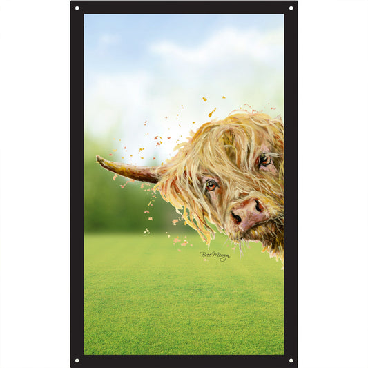 SunCatcher Garden Mirror Brody, the Highland Cow – Rectangular Illustrations by Bree Merryn - Hot Tub Shop