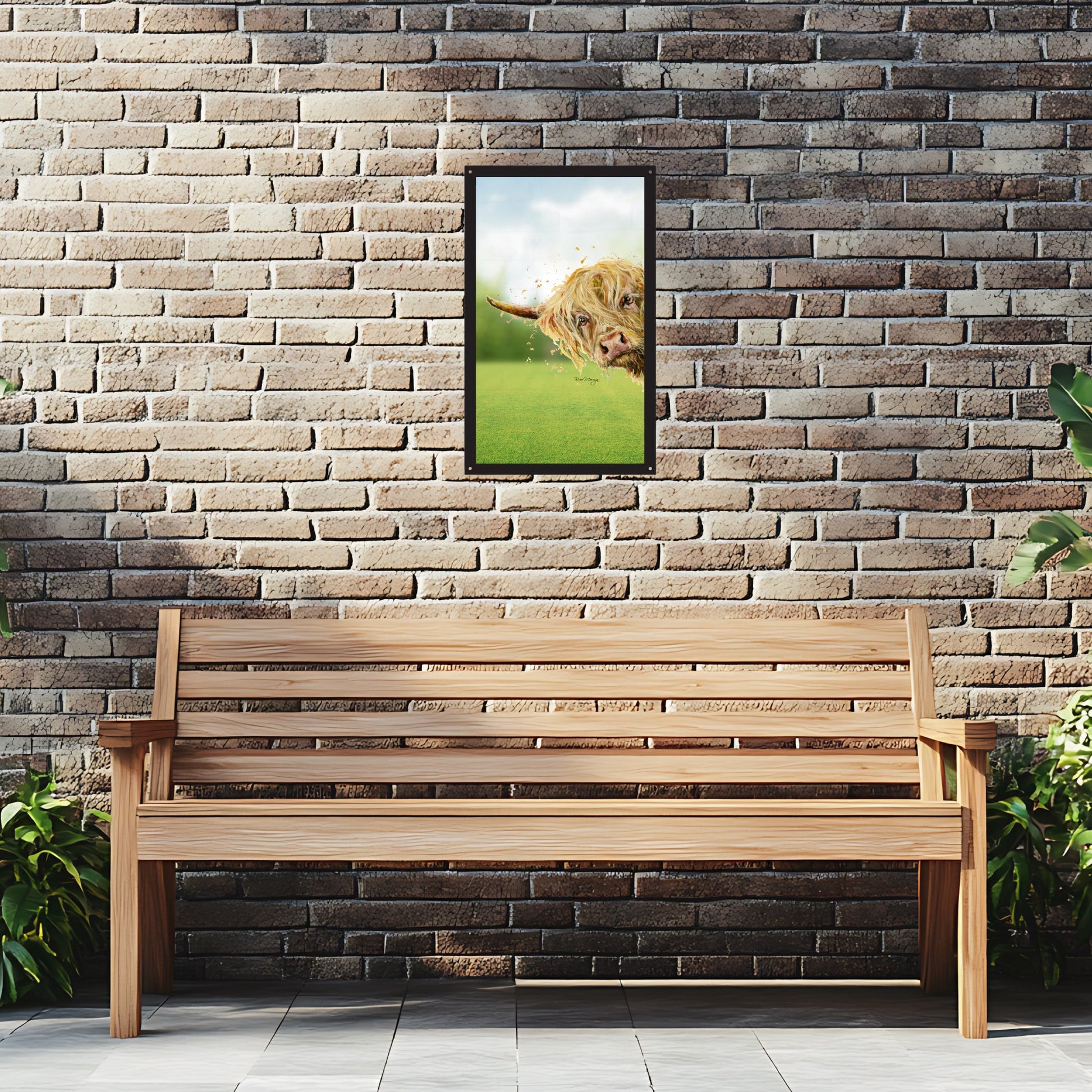 SunCatcher Garden Mirror Brody, the Highland Cow – Rectangular Illustrations by Bree Merryn - Hot Tub Shop