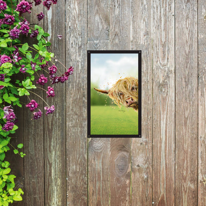 SunCatcher Garden Mirror Brody, the Highland Cow – Rectangular Illustrations by Bree Merryn - Hot Tub Shop