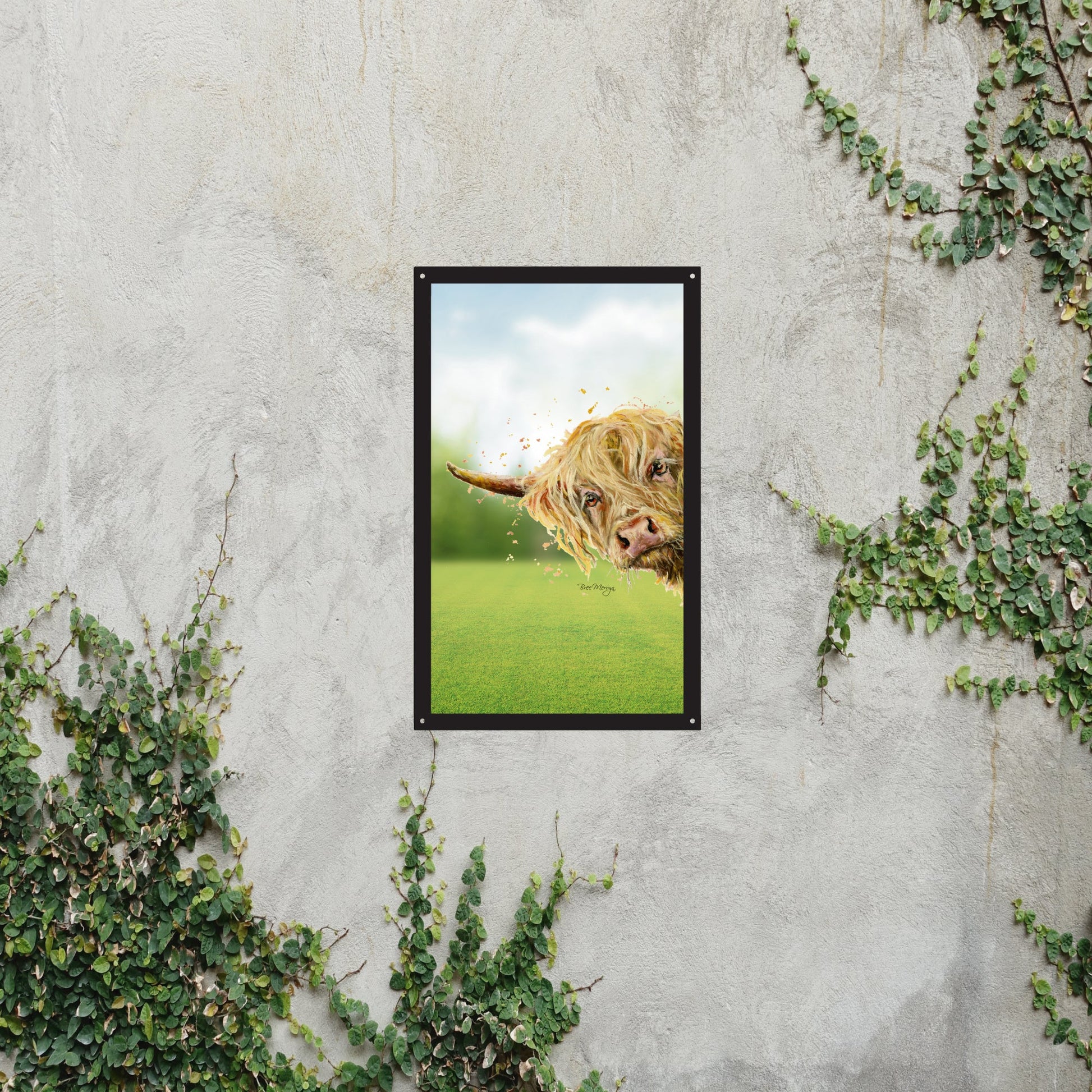 SunCatcher Garden Mirror Brody, the Highland Cow – Rectangular Illustrations by Bree Merryn - Hot Tub Shop
