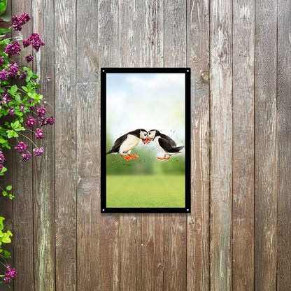 SunCatcher Garden Mirror Puffin Couple by Bree Merryn - Hot Tub Shop