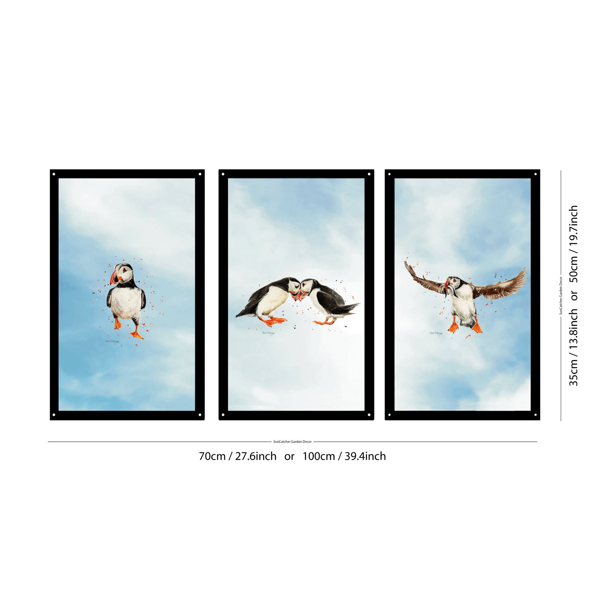 SunCatcher Garden Mirror Set 3 Puffin Parade Illustrations by Bree Merryn - Hot Tub Shop