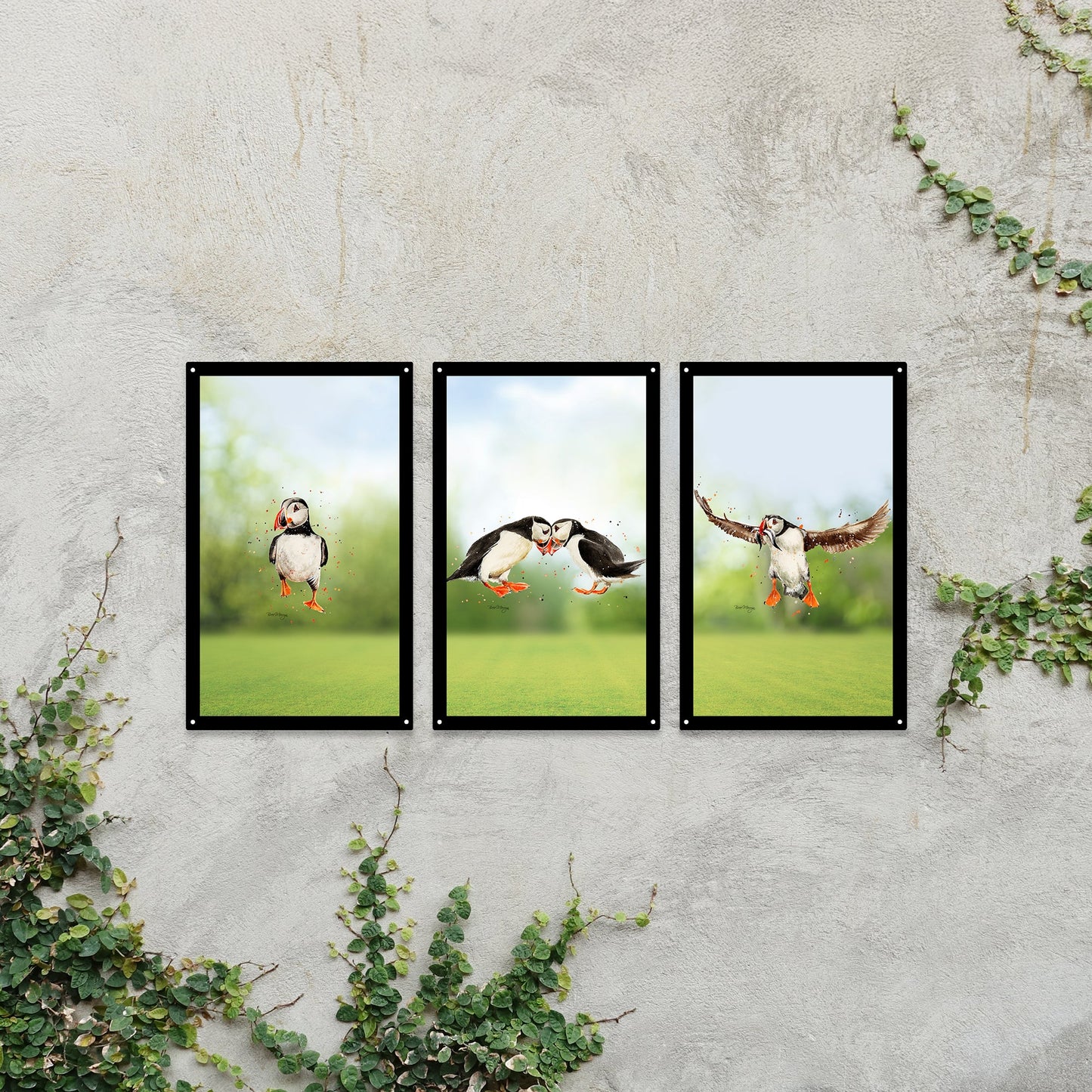 SunCatcher Garden Mirror Set 3 Puffin Parade Illustrations by Bree Merryn - Hot Tub Shop