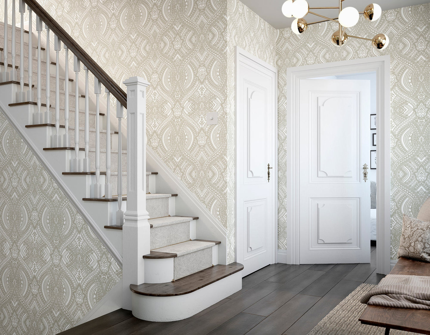 Hoopla Walls Ogee Damask Natural