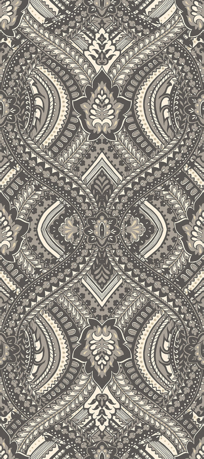 Hoopla Walls Ogee Damask Black