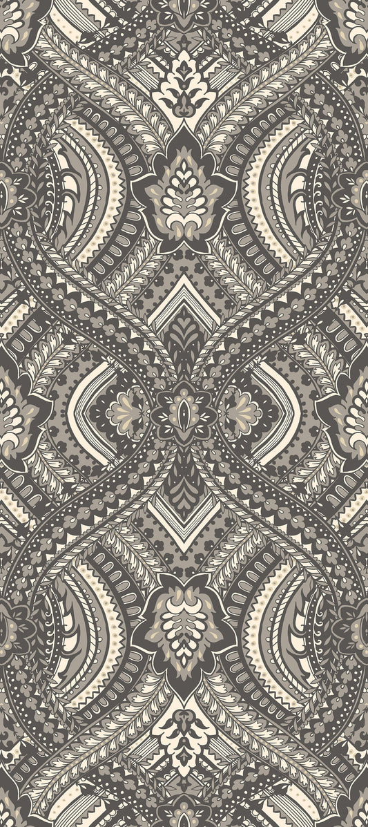 Hoopla Walls Ogee Damask Black