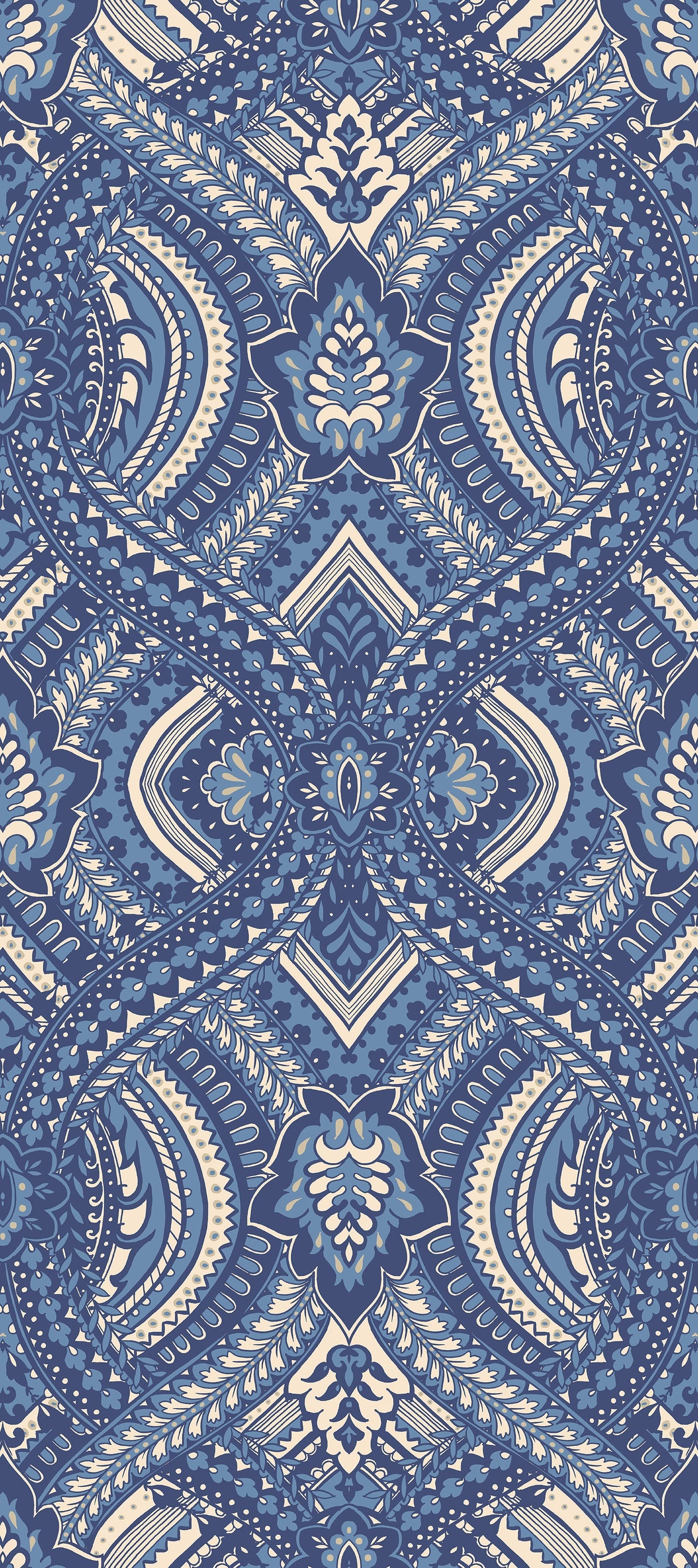 Hoopla Walls Ogee Damask Navy Blue