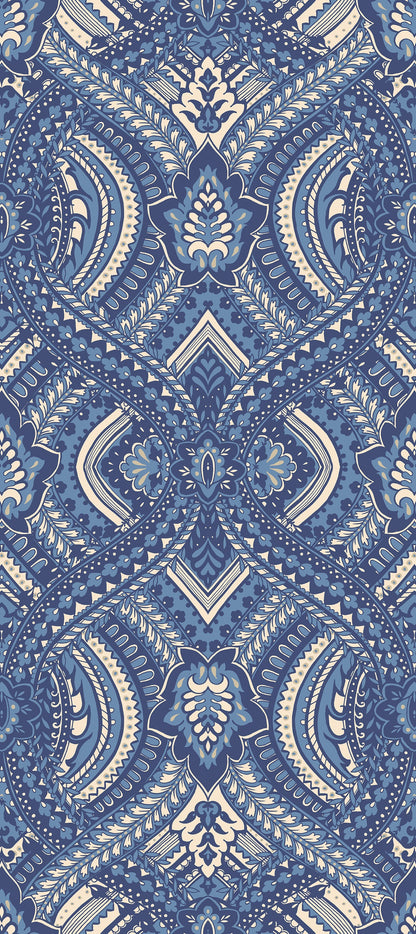 Hoopla Walls Ogee Damask Navy Blue
