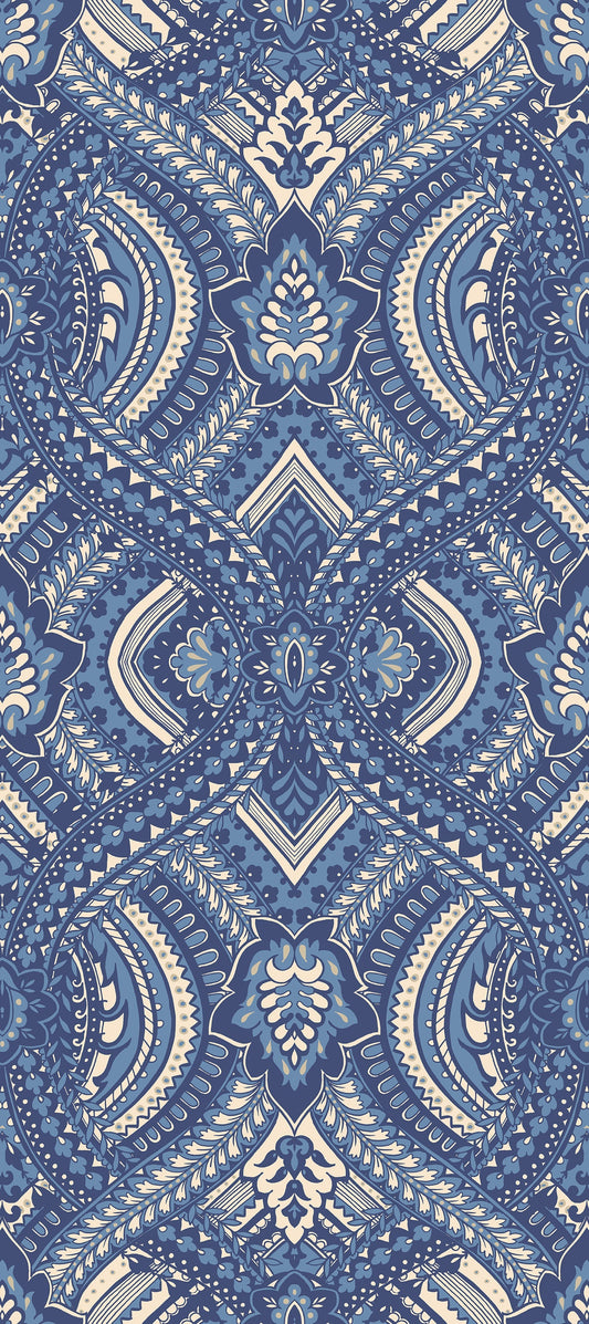 Hoopla Walls Ogee Damask Navy Blue