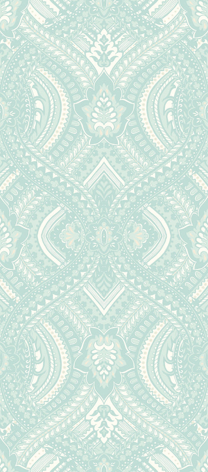 Hoopla Walls Ogee Damask Duck Egg Blue - Hot Tub Shop