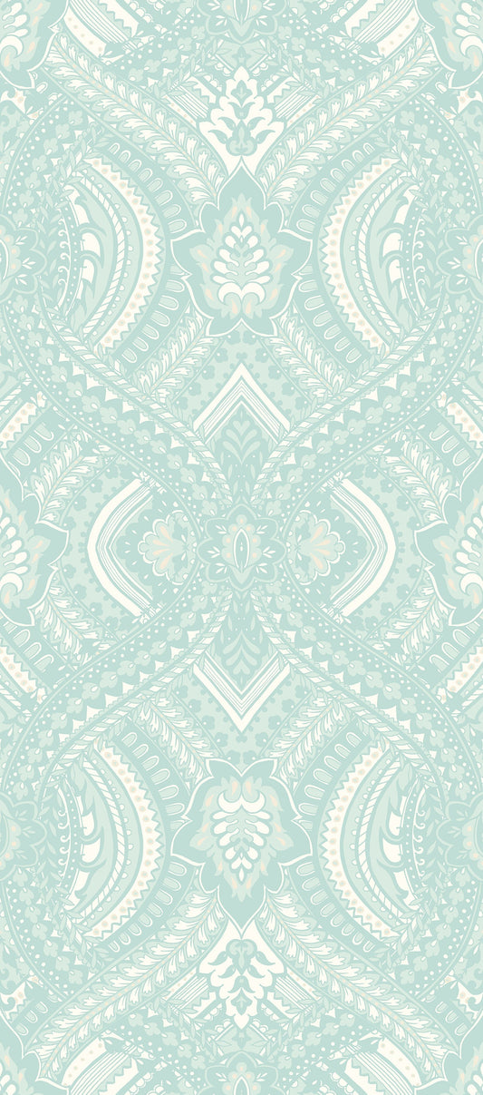 Hoopla Walls Ogee Damask Duck Egg Blue - Hot Tub Shop