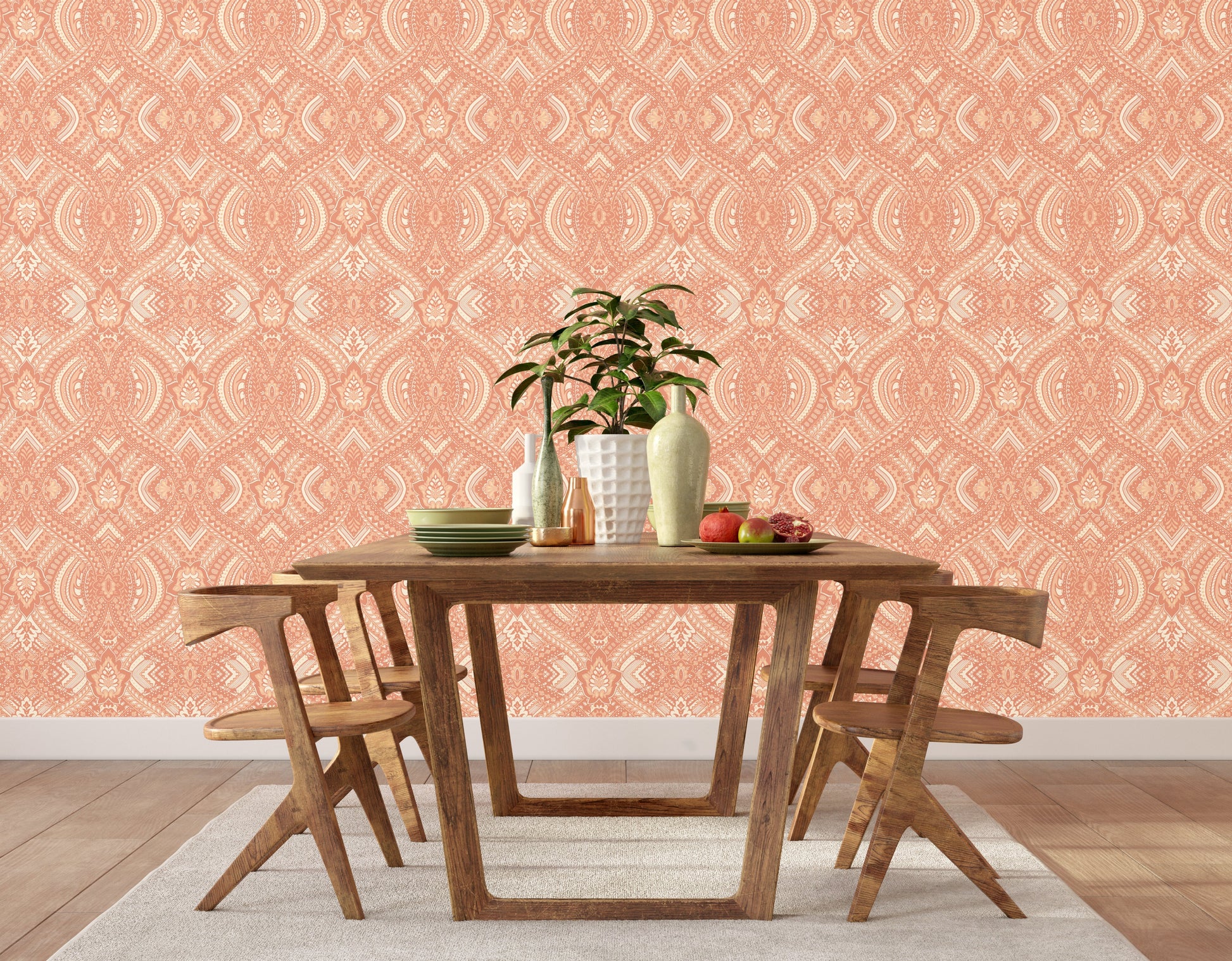 Hoopla Walls Ogee Damask Orange - Hot Tub Shop