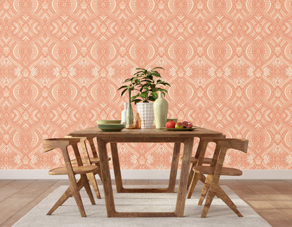 Hoopla Walls Ogee Damask Orange - Hot Tub Shop