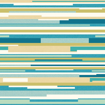 Hoopla Walls Horizontal Stripe Teal Blue