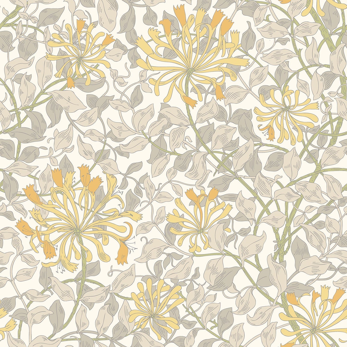 Hoopla Walls Honeysuckle Leaf Trail Warm Grey