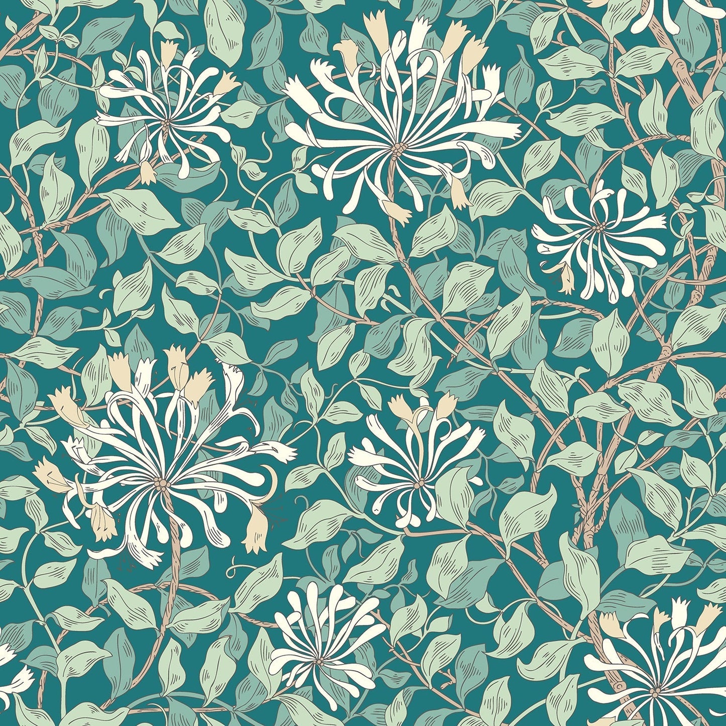 Hoopla Walls Honeysuckle Leaf Trail Dark Jade