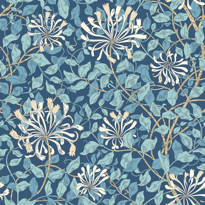 Hoopla Walls Honeysuckle Leaf Trail Navy Blue