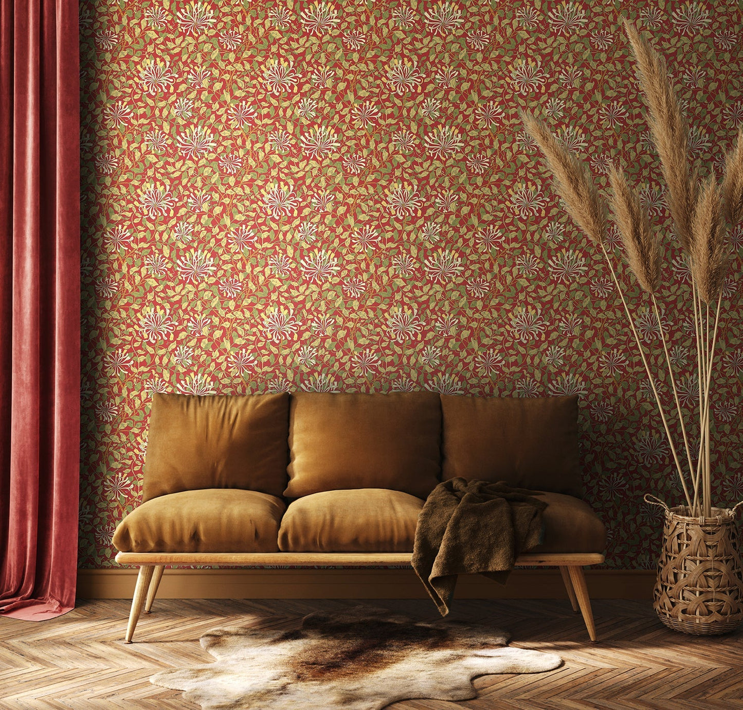 Hoopla Walls Honeysuckle Leaf Trail Terracotta