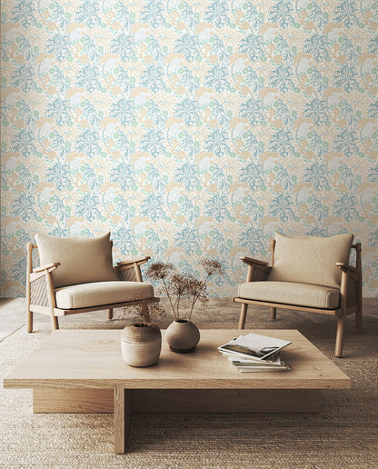 Hoopla Walls Seaweed Garden Soft Blue
