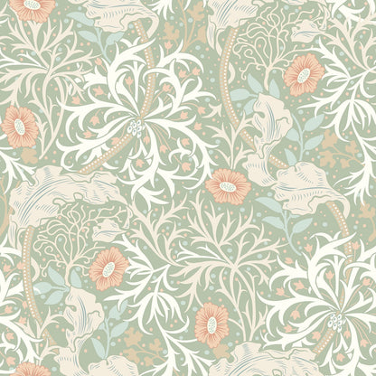 Hoopla Walls Seaweed Garden Sage Apricot