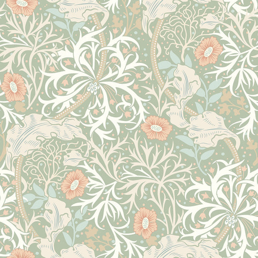 Hoopla Walls Seaweed Garden Sage Apricot