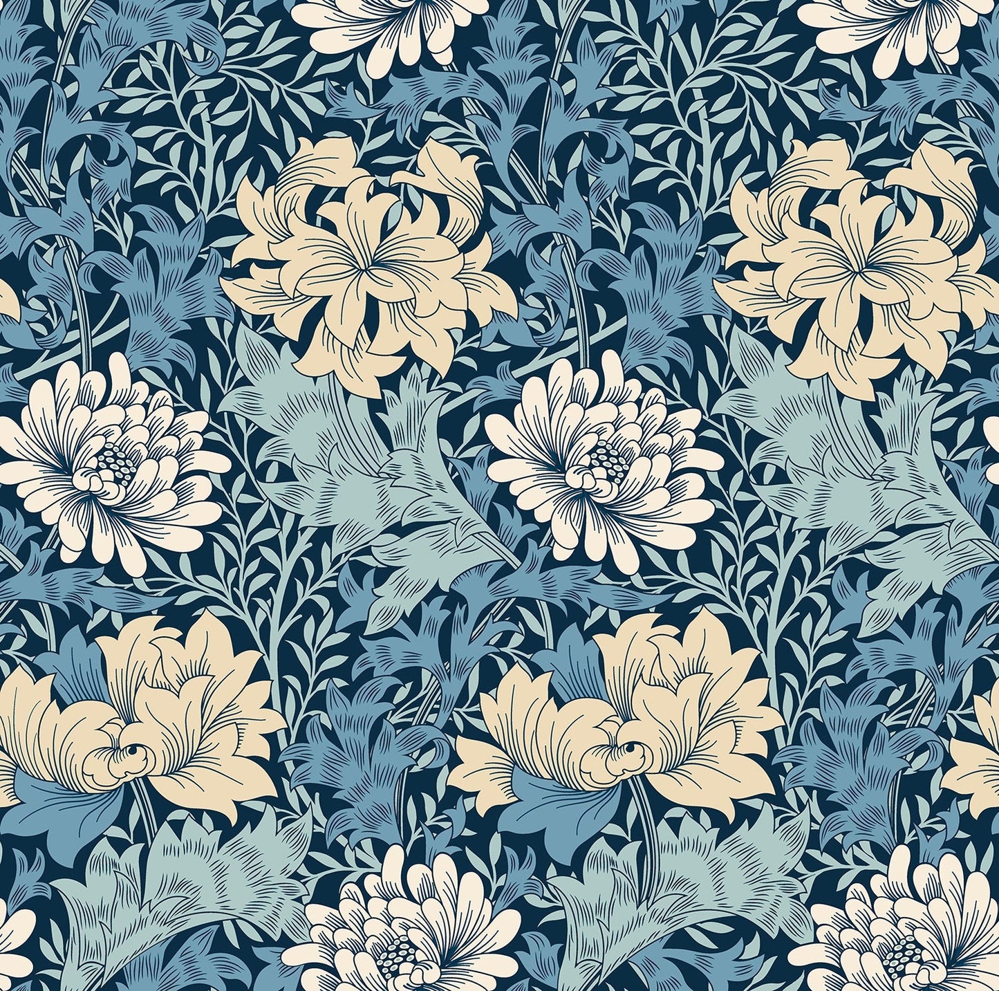 Hoopla Walls Chrysanthemum Navy Mix