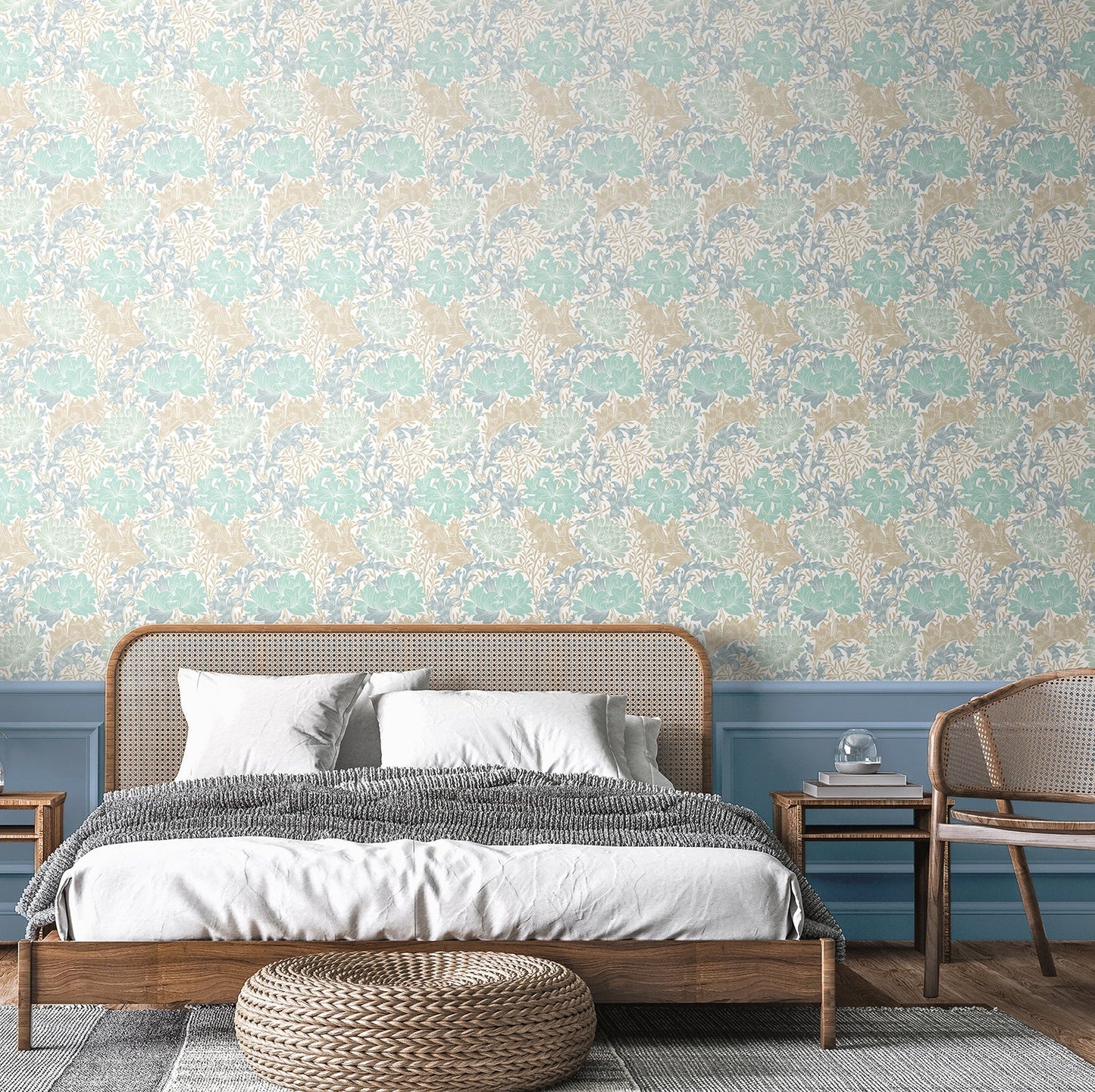 Hoopla Walls Chrysanthemum Duckegg Blue