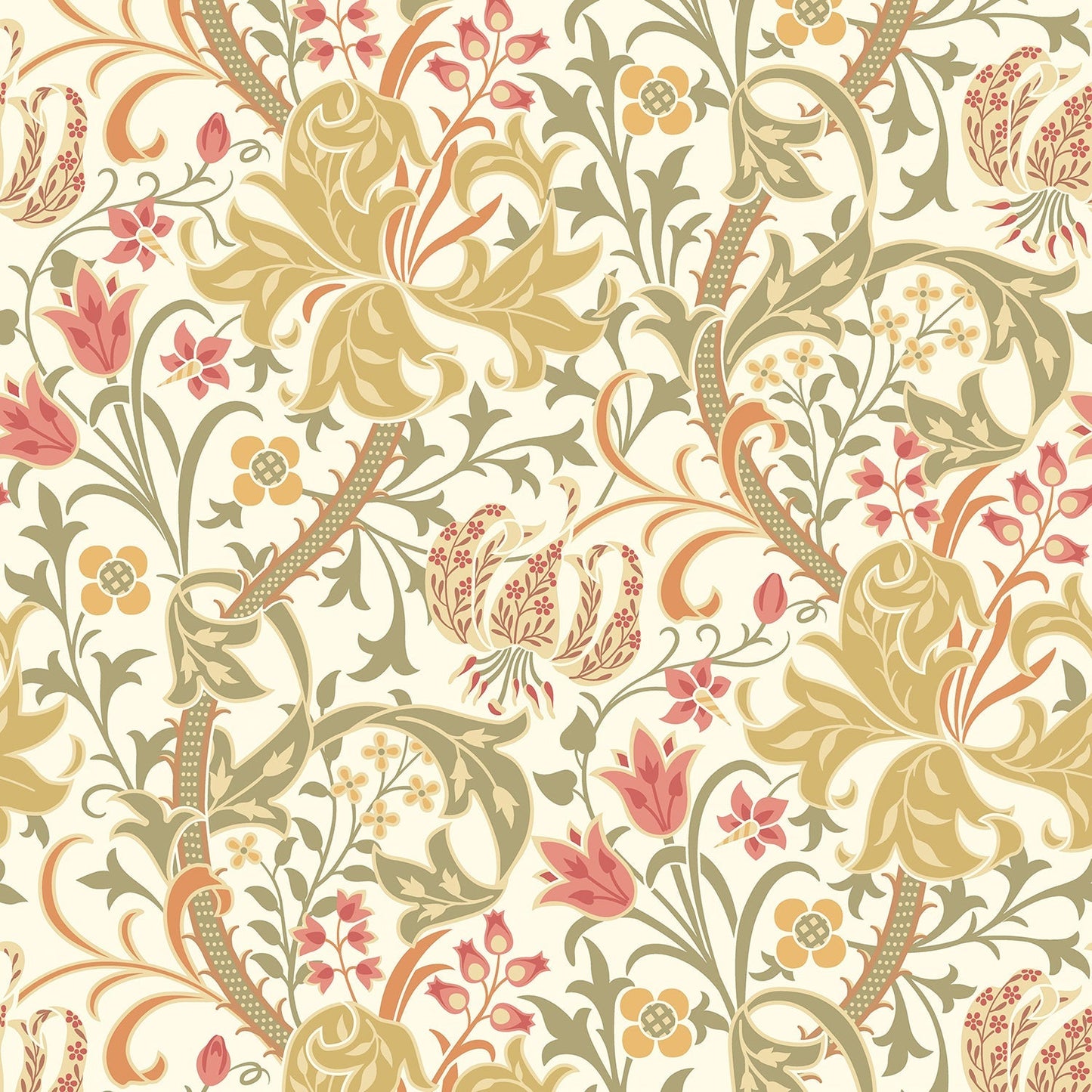 Hoopla Walls Lily Ogee Olive Green