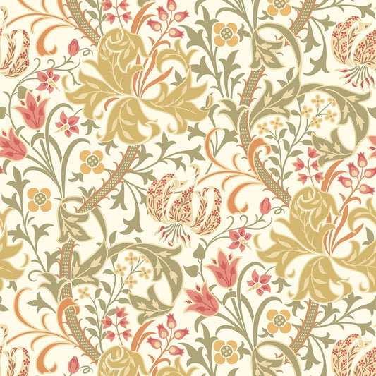 Hoopla Walls Lily Ogee Olive Green