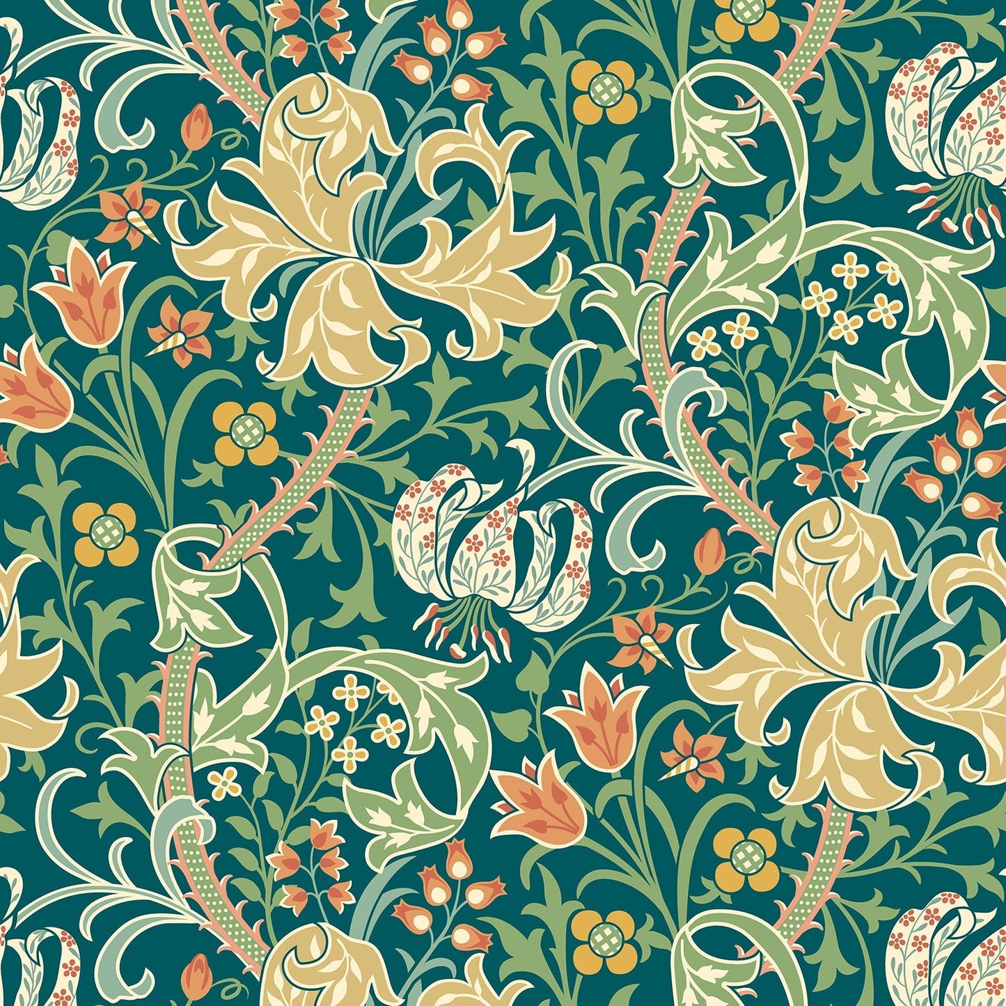 Hoopla Walls Lily Ogee Emerald Green