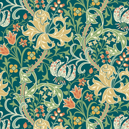 Hoopla Walls Lily Ogee Emerald Green