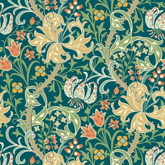 Hoopla Walls Lily Ogee Emerald Green