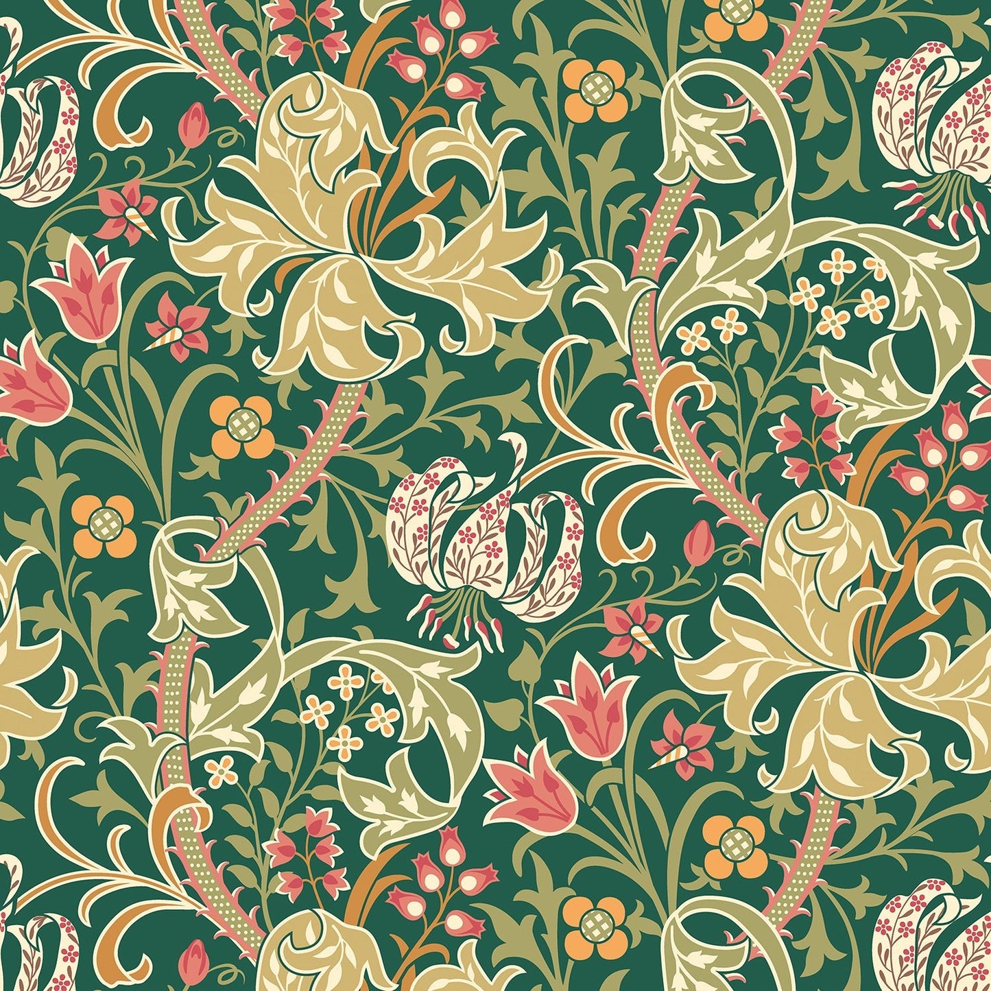 Hoopla Walls Lily Ogee Forest Green