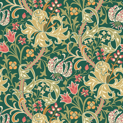 Hoopla Walls Lily Ogee Forest Green