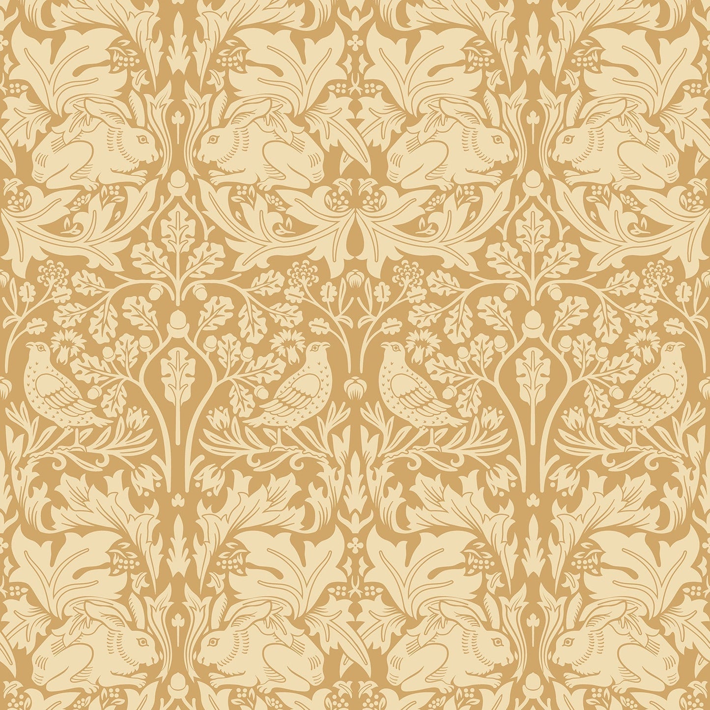 Hoopla Walls Forest Rabbit Yellow Ochre