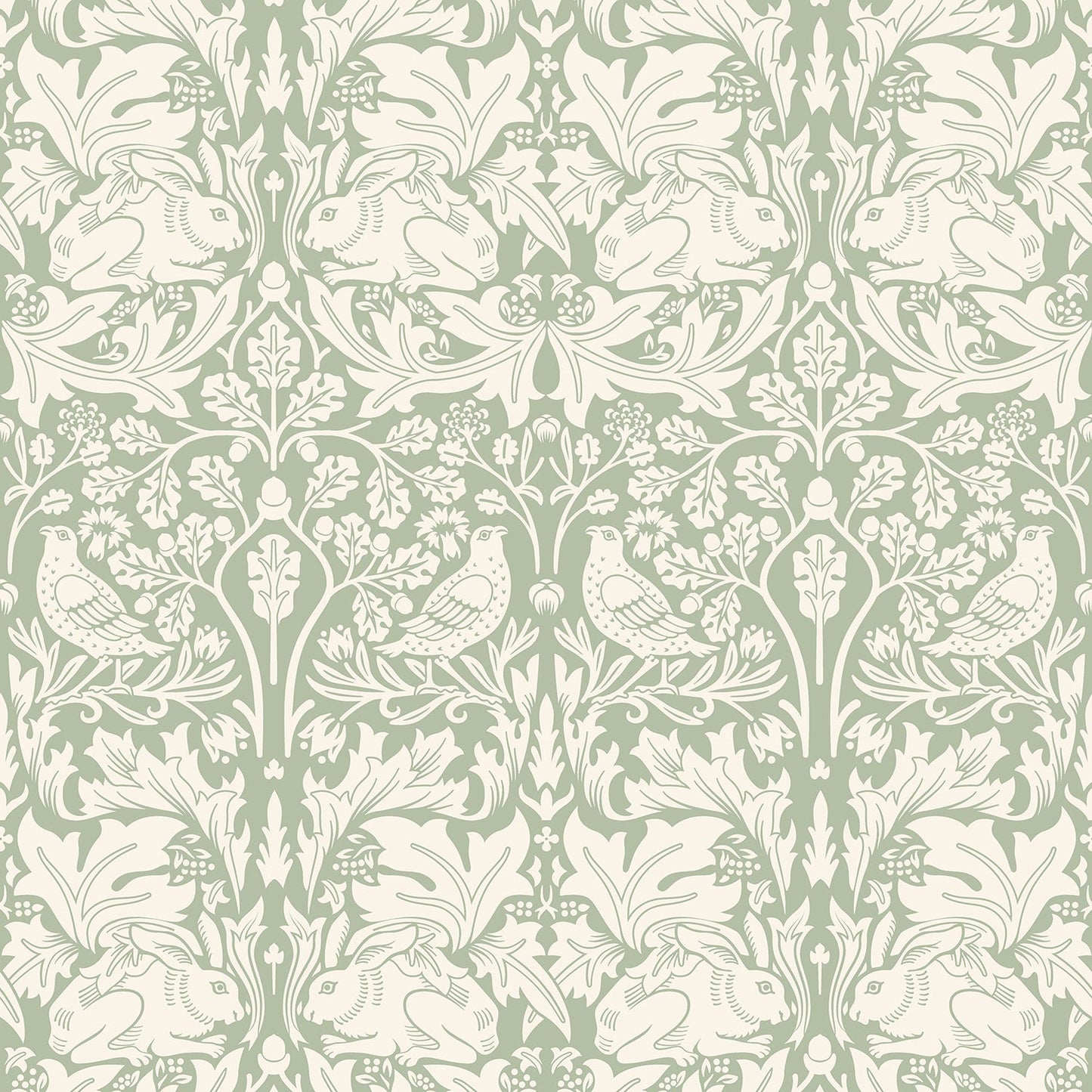Hoopla Walls Forest Rabbit Sage Green