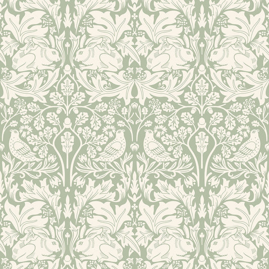 Hoopla Walls Forest Rabbit Sage Green
