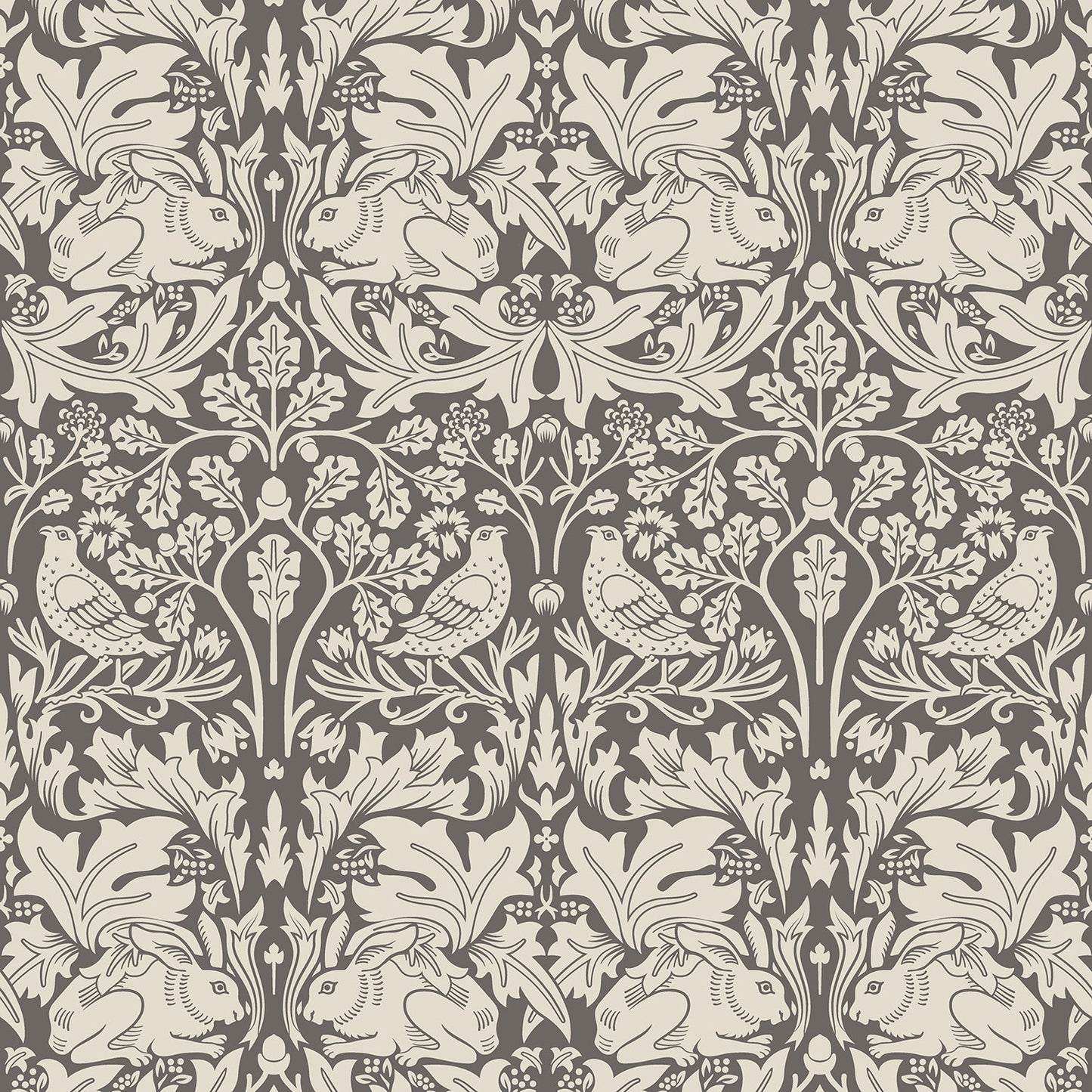 Hoopla Walls Forest Rabbit Charcoal Grey