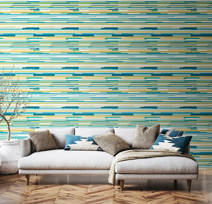 Hoopla Walls Horizontal Stripe Teal Blue