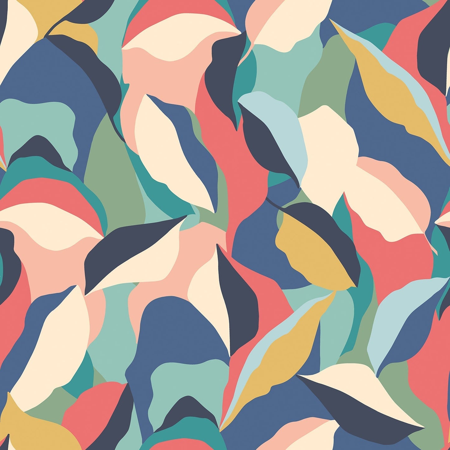 Hoopla Walls Leafy Patchwork Navy Twist